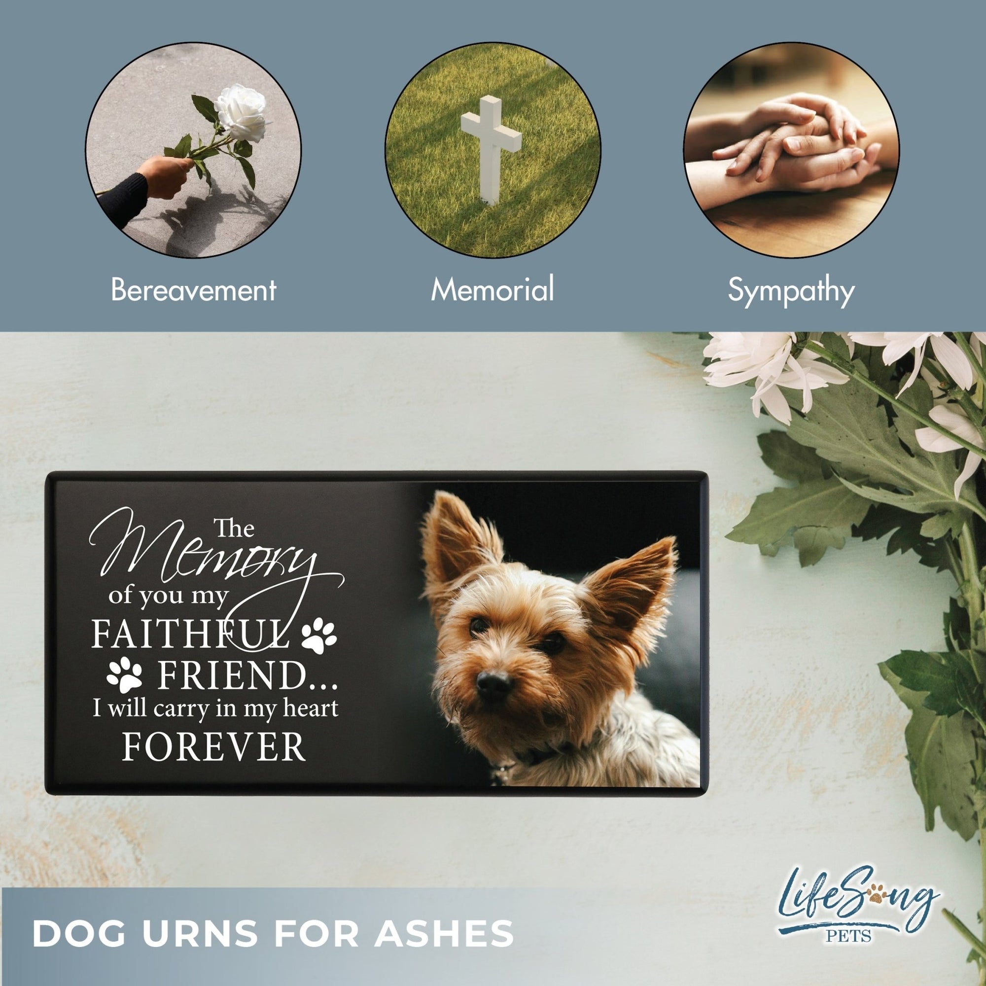 Personalized Wooden Dog Urn for Pet Ashes - Memorial Keepsake Box for Pet - My Faithful Friend - LifeSong Milestones