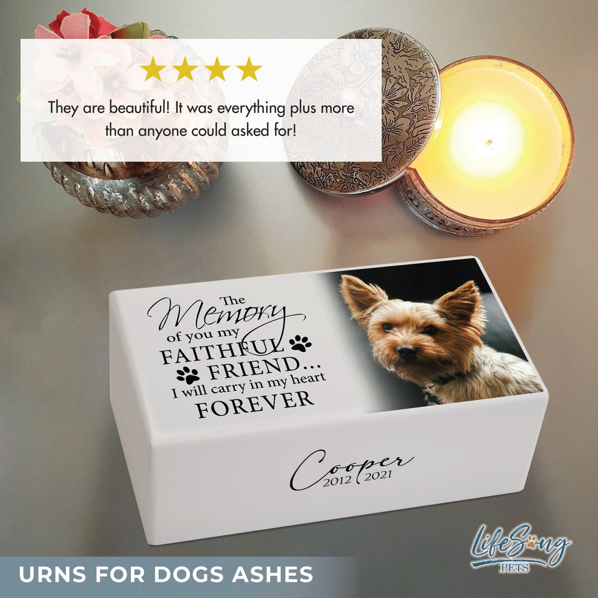 Personalized Wooden Dog Urn for Pet Ashes - Memorial Keepsake Box for Pet - My Faithful Friend - LifeSong Milestones