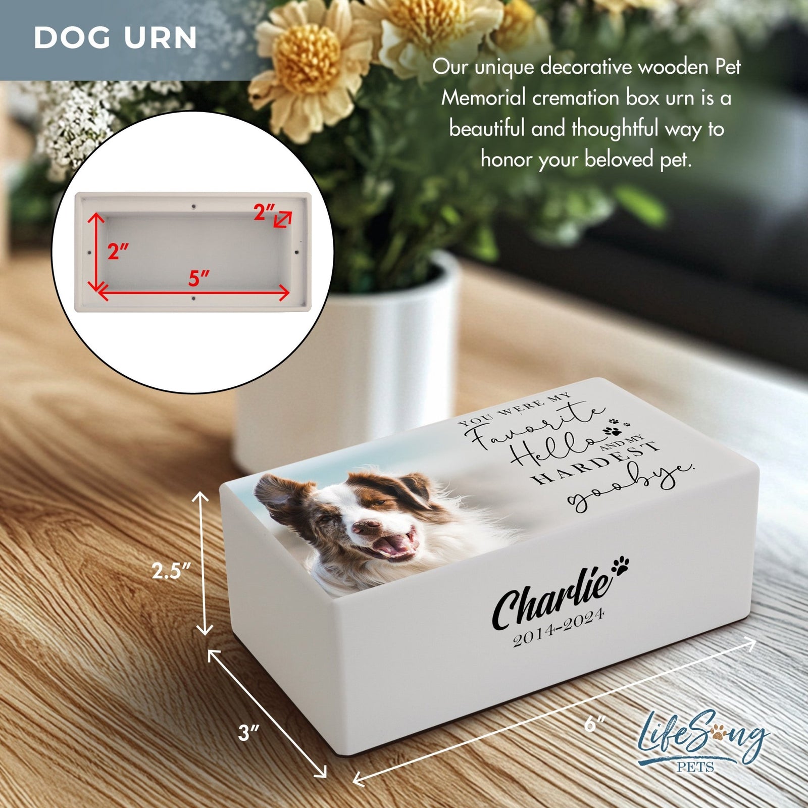 Personalized Wooden Dog Urn for Pet Ashes with Custom Engraving and Natural Finish - You Were My Favorite - LifeSong Milestones