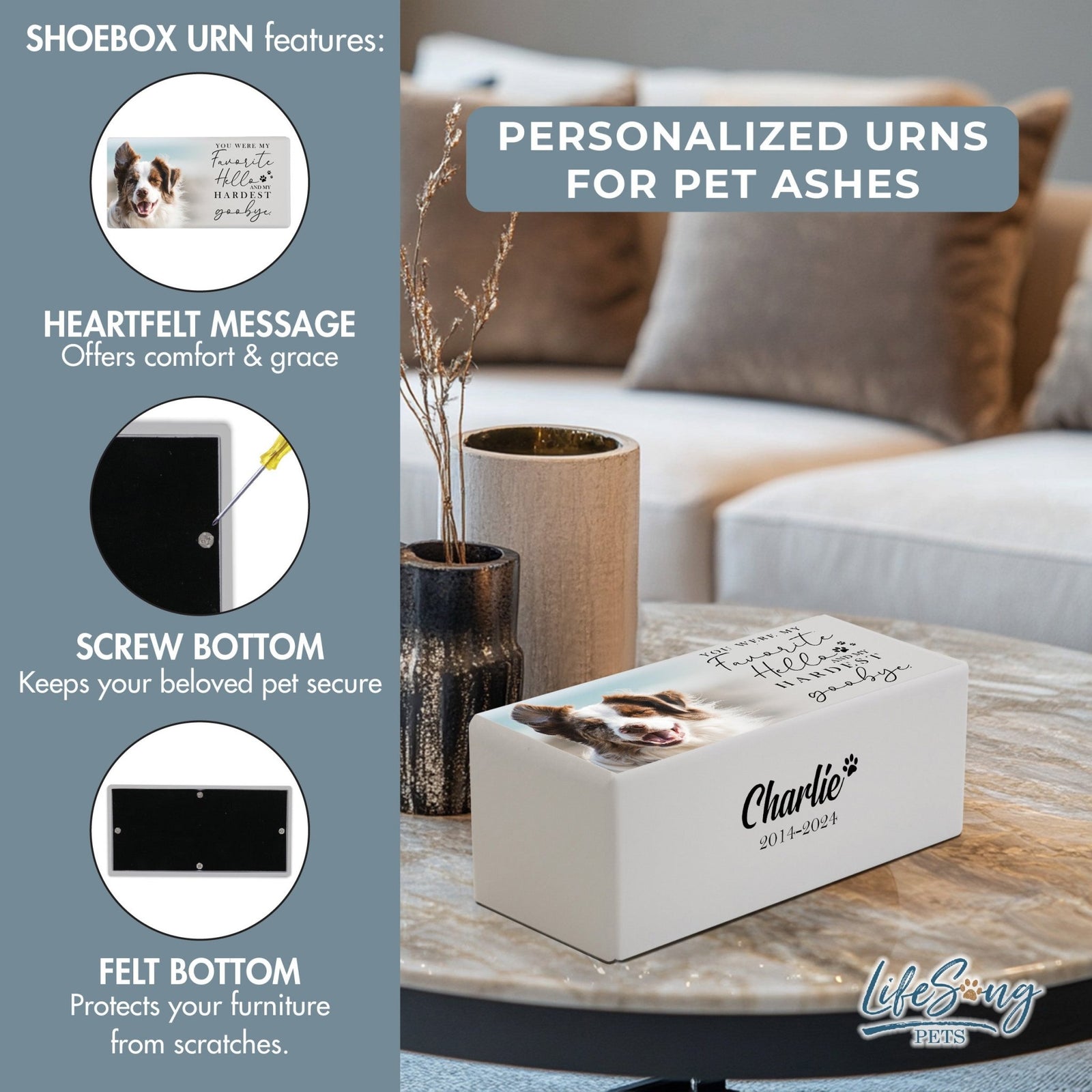 Personalized Wooden Dog Urn for Pet Ashes with Custom Engraving and Natural Finish - You Were My Favorite - LifeSong Milestones