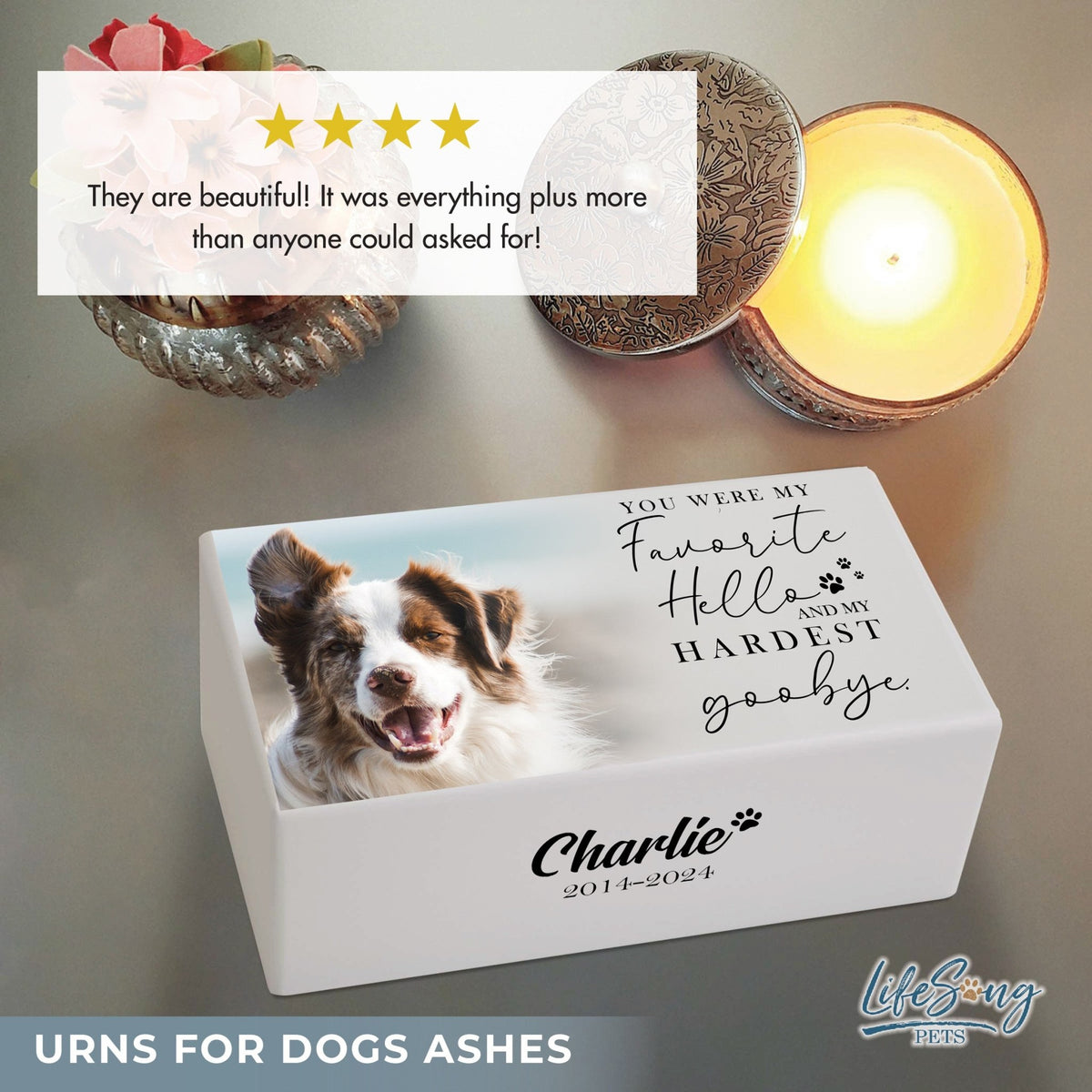 Personalized Wooden Dog Urn for Pet Ashes with Custom Engraving and Natural Finish - You Were My Favorite - LifeSong Milestones