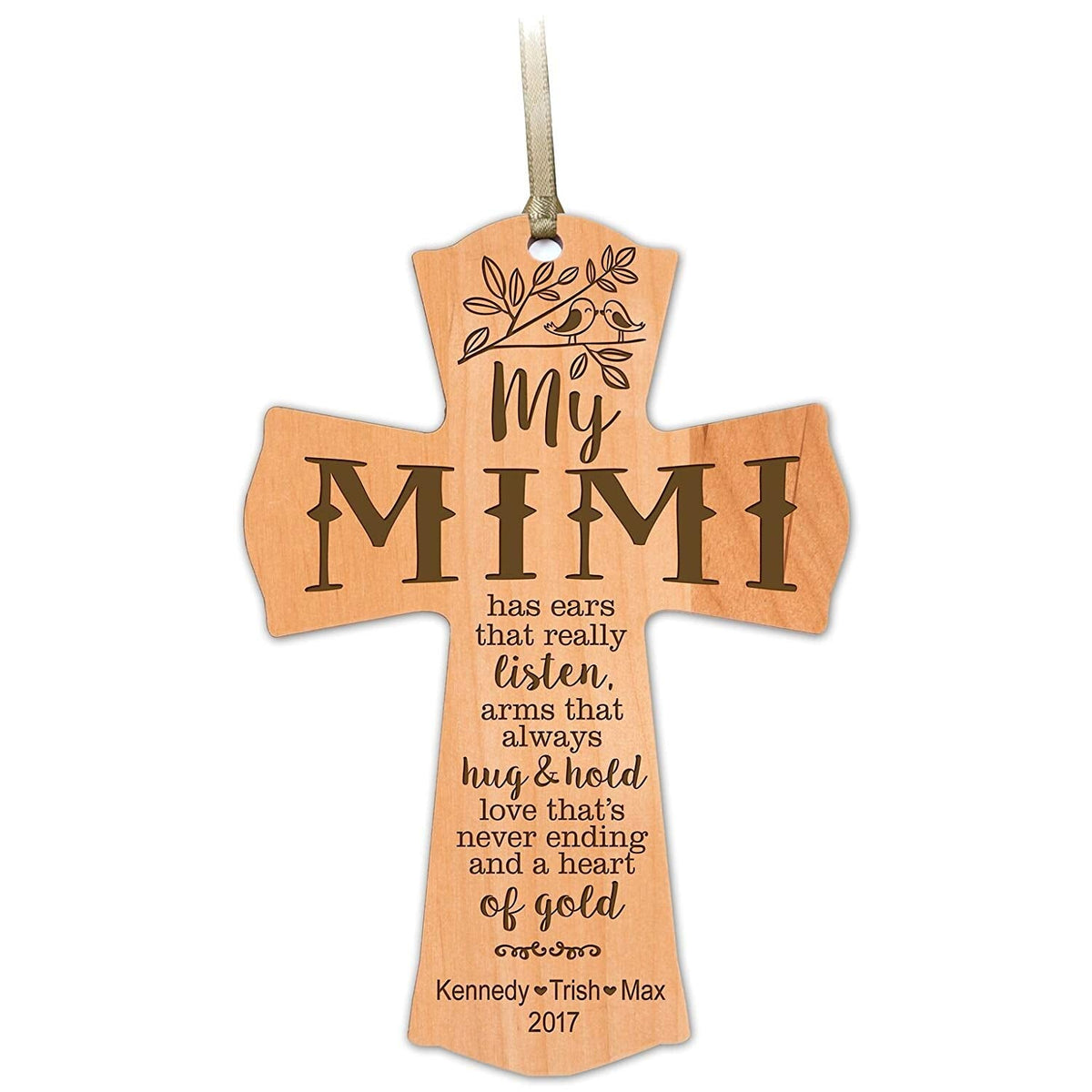 Personalized Wooden Family Cross Ornaments - Family Members - LifeSong Milestones