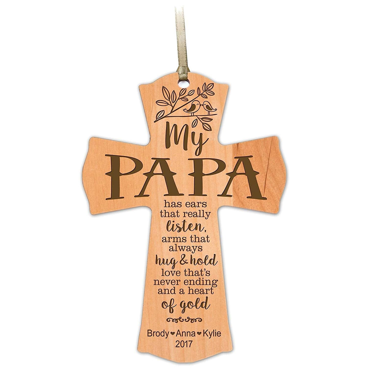 Personalized Wooden Family Cross Ornaments - Family Members - LifeSong Milestones