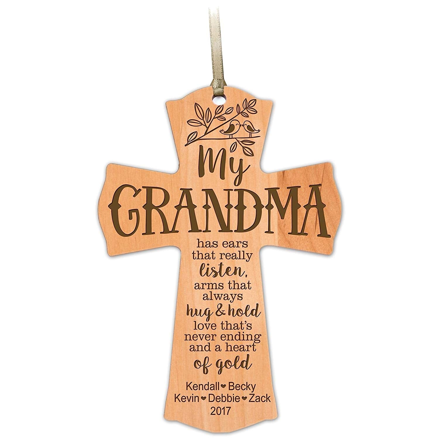 Personalized Wooden Family Cross Ornaments - Family Members - LifeSong Milestones