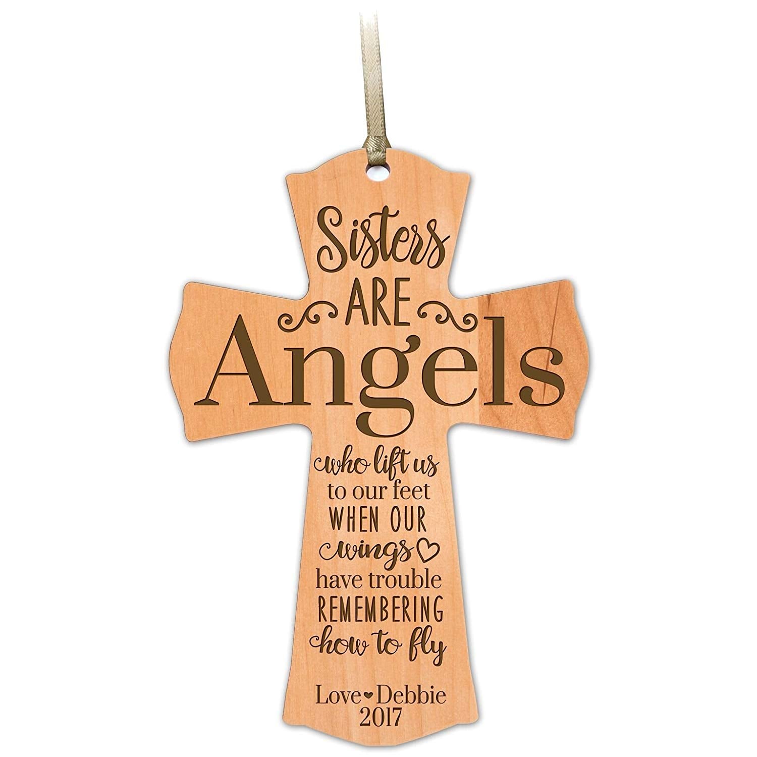 Personalized Wooden Family Cross Ornaments - Family Members - LifeSong Milestones