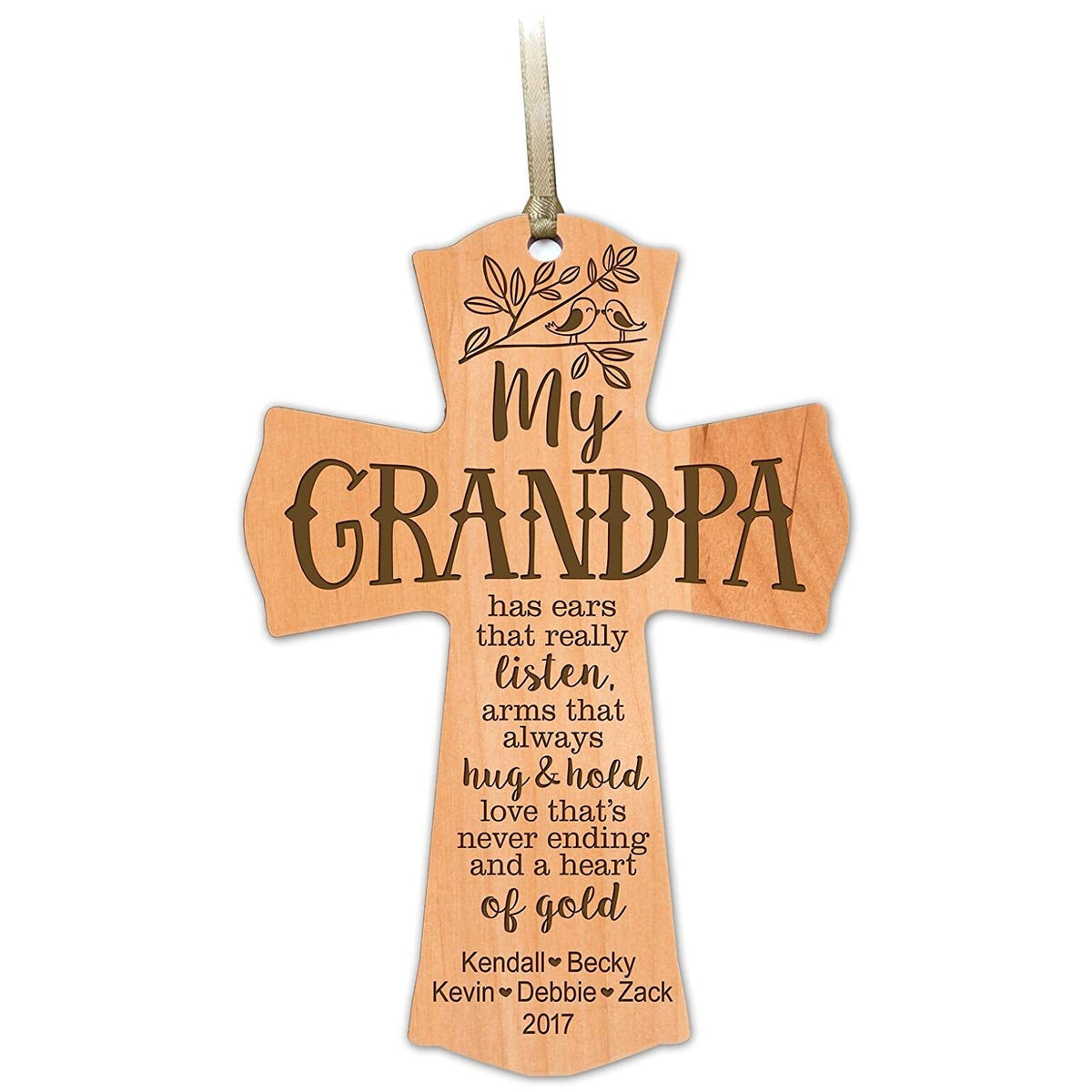 Personalized Wooden Family Cross Ornaments - Family Members - LifeSong Milestones