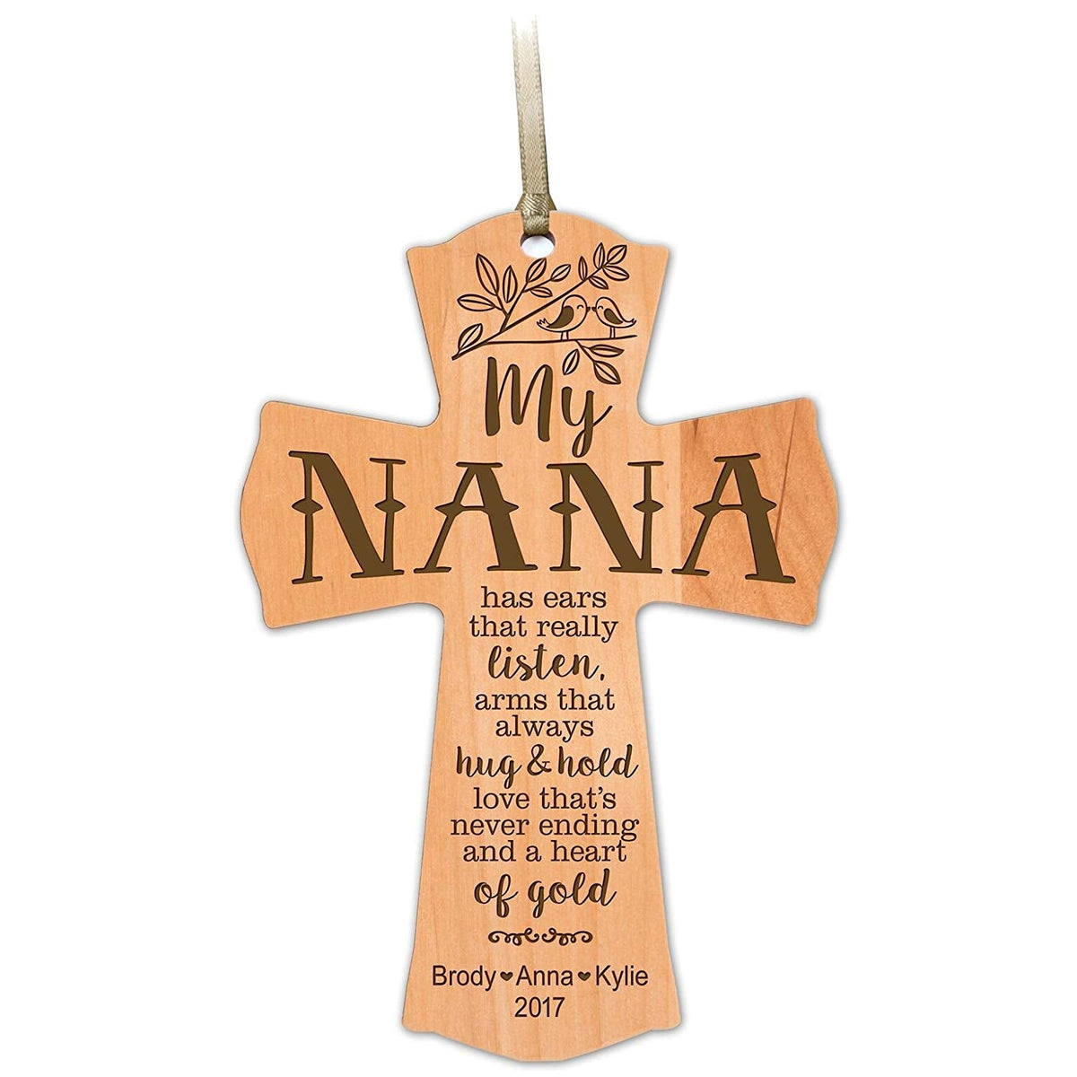 Personalized Wooden Family Cross Ornaments - Family Members - LifeSong Milestones