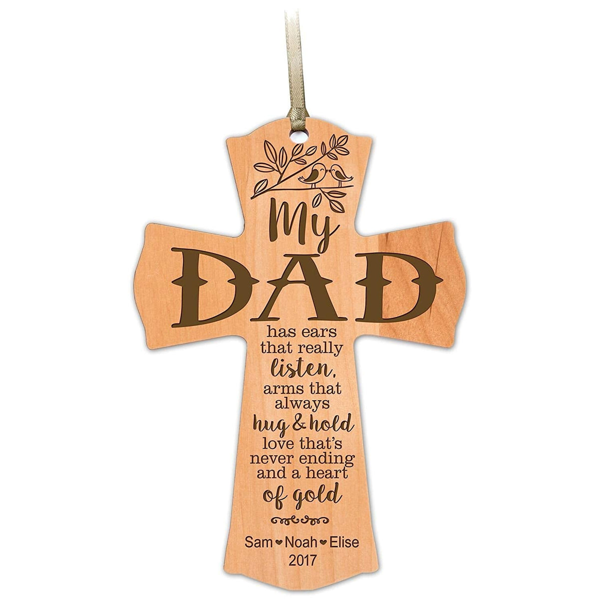 Personalized Wooden Family Cross Ornaments - Family Members - LifeSong Milestones