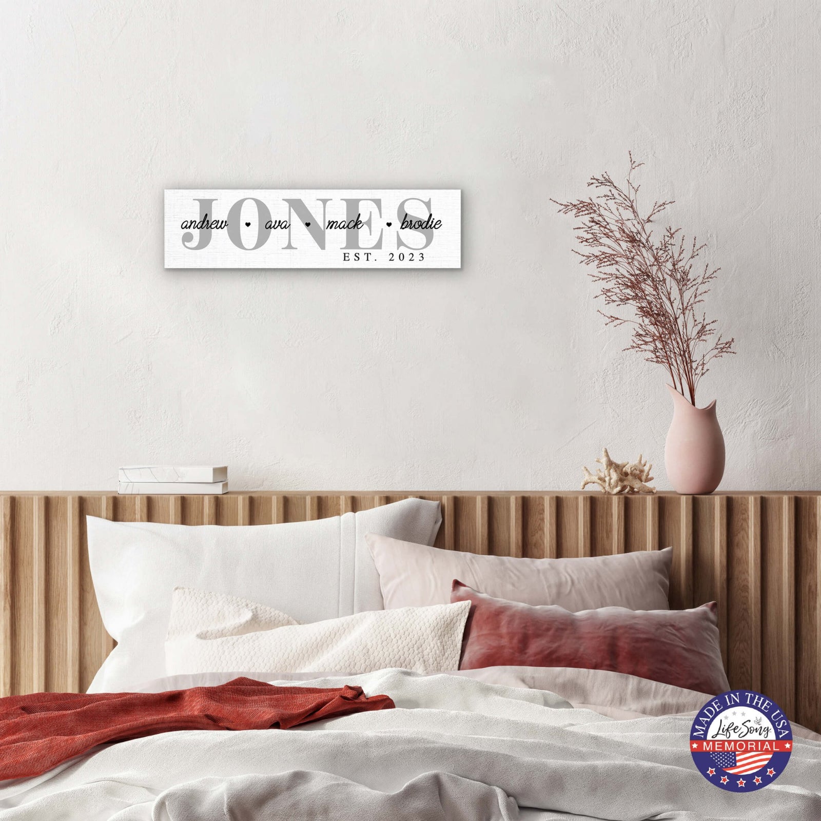 Personalized Wooden Family Name Wall Hanging Plaque for Home Décor - Jones - LifeSong Milestones