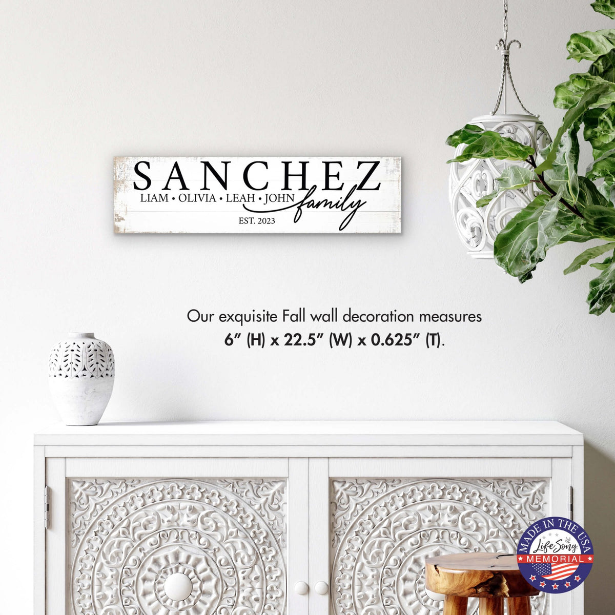 Personalized Wooden Family Name Wall Hanging Plaque for Home Décor - Sanchez Family - LifeSong Milestones