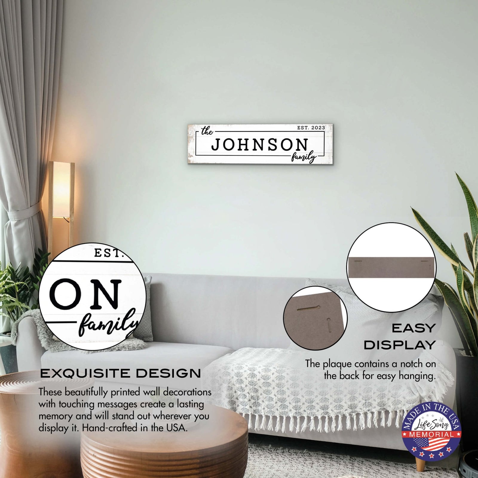 Personalized Wooden Family Name Wall Hanging Plaque for Home Décor - The Johnson Family - LifeSong Milestones