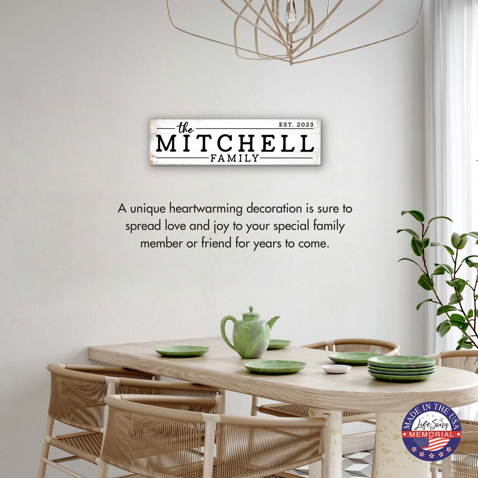 Personalized Wooden Family Name Wall Hanging Plaque for Home Décor - The Mitchell Family - LifeSong Milestones