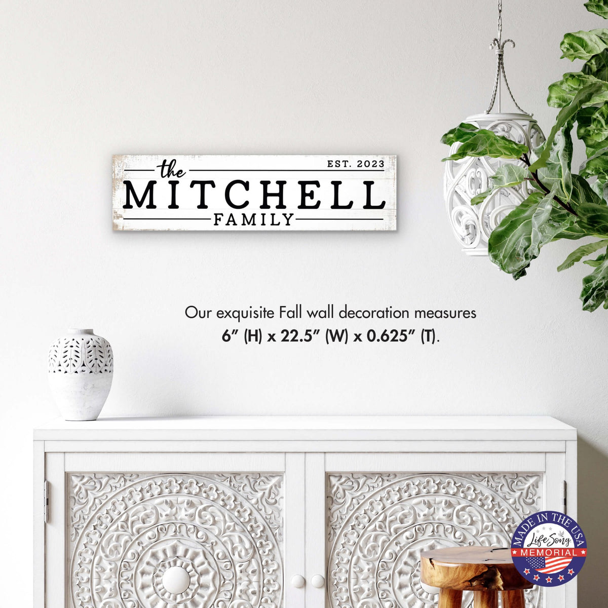 Personalized Wooden Family Name Wall Hanging Plaque for Home Décor - The Mitchell Family - LifeSong Milestones