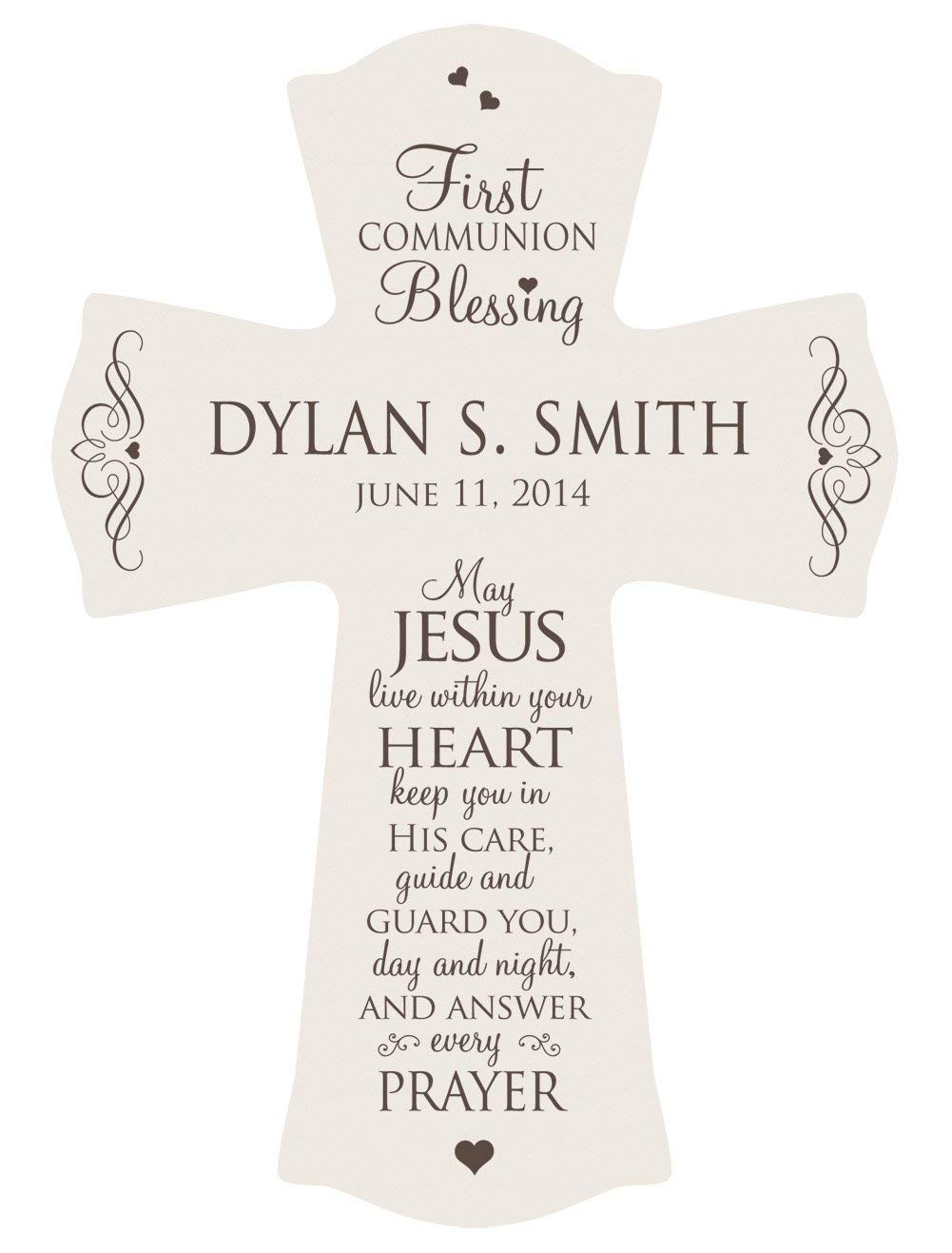 Personalized Wooden First Holy Communion Wall Cross - May Jesus Live - LifeSong Milestones