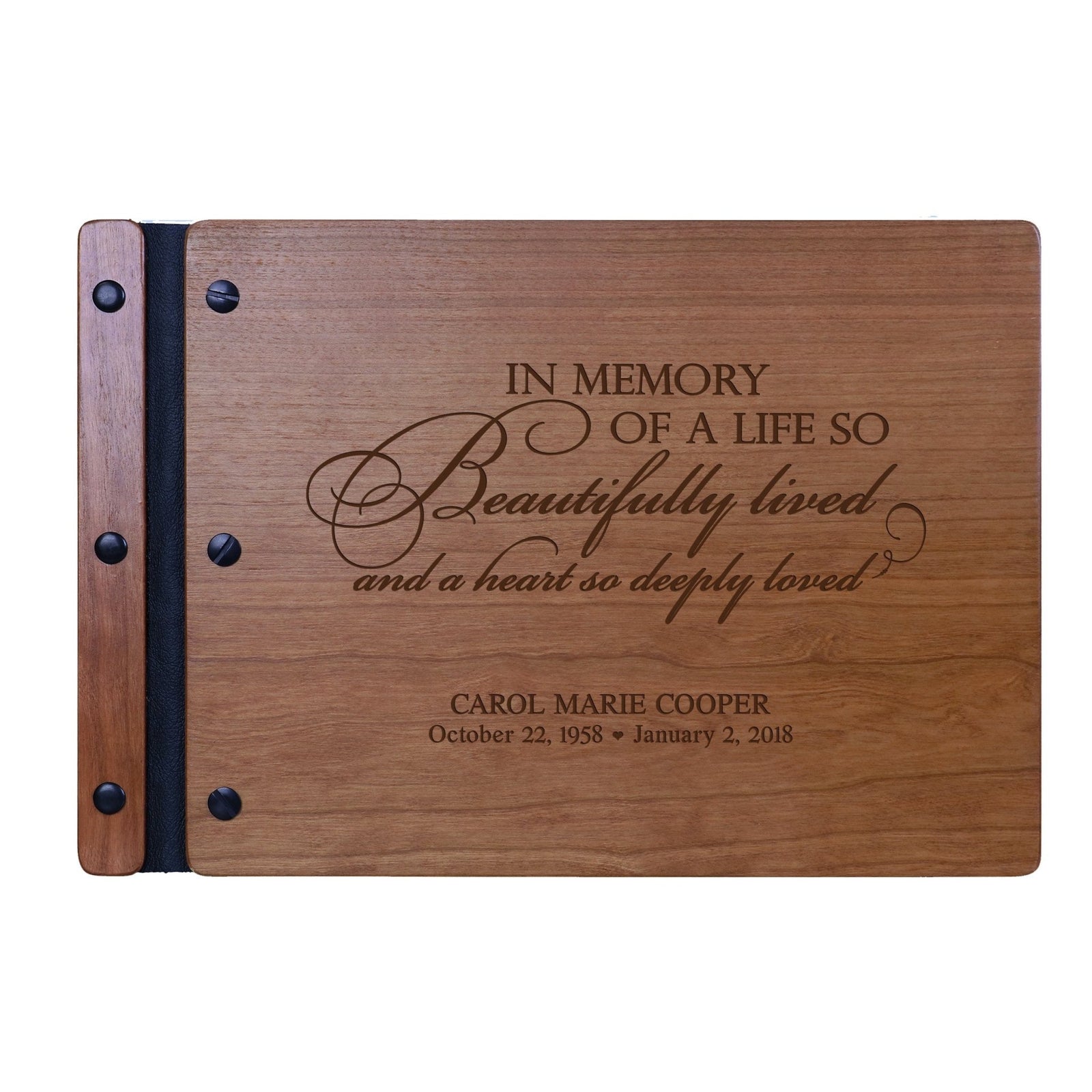 Personalized Wooden Funeral Guest Book For Memorial Service - In Memory Of A Life - LifeSong Milestones