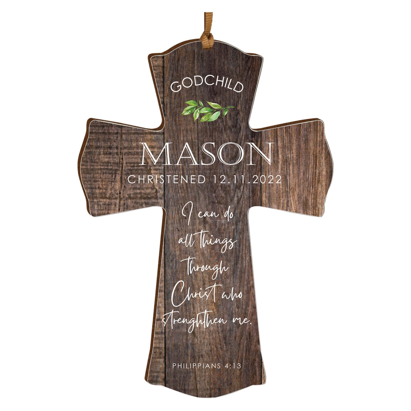 Personalized Wooden Hanging Mini Cross for Godchild - I Promise To Love You - LifeSong Milestones