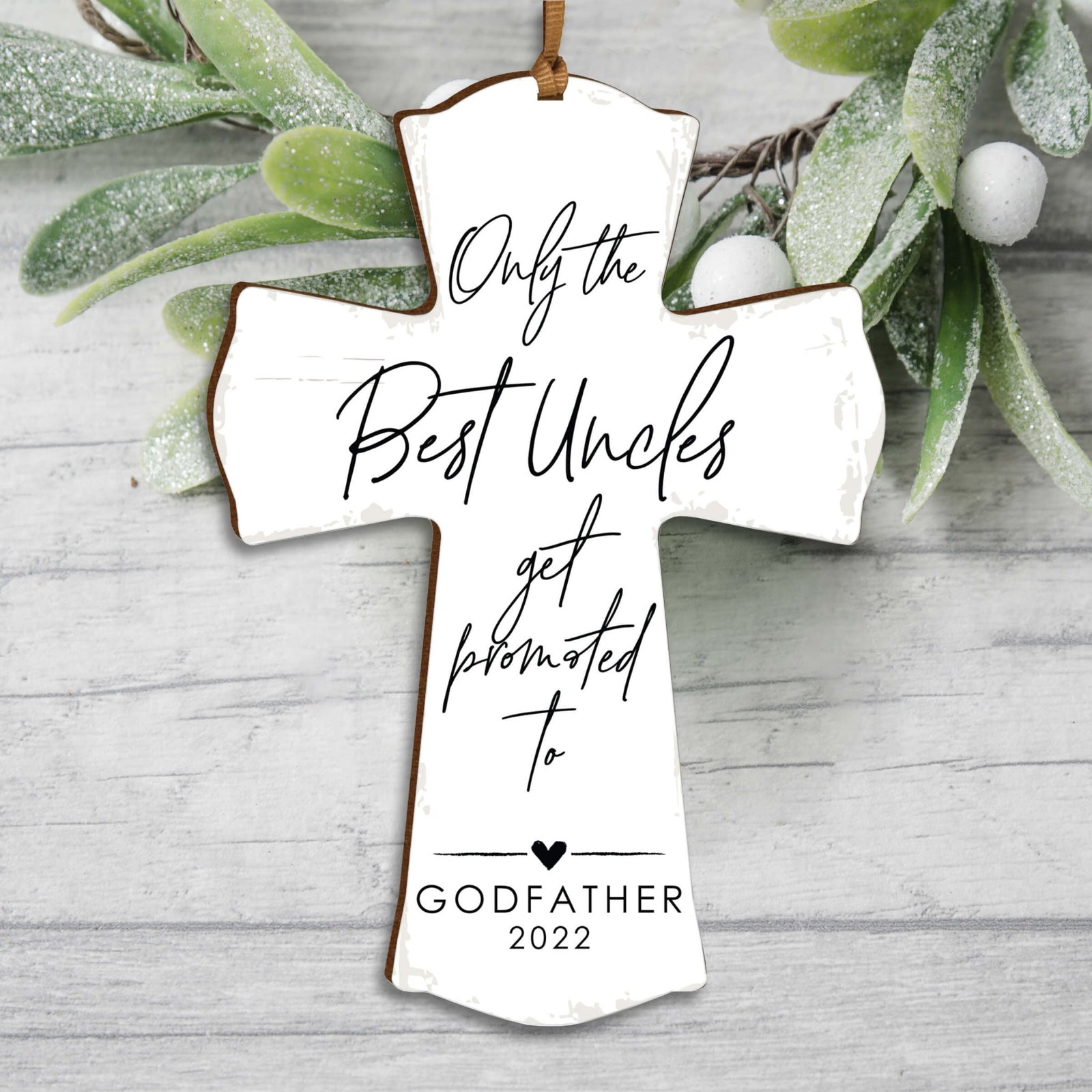 Personalized Wooden Hanging Mini Cross for Godfather - LifeSong Milestones