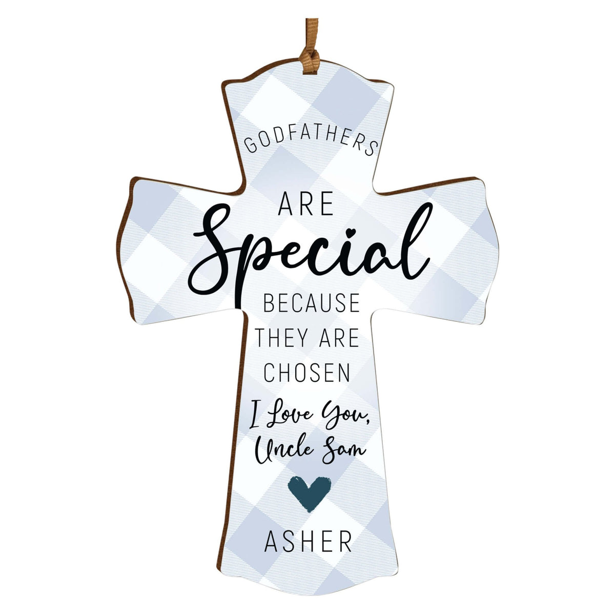 Personalized Wooden Hanging Mini Cross for Godfather - LifeSong Milestones