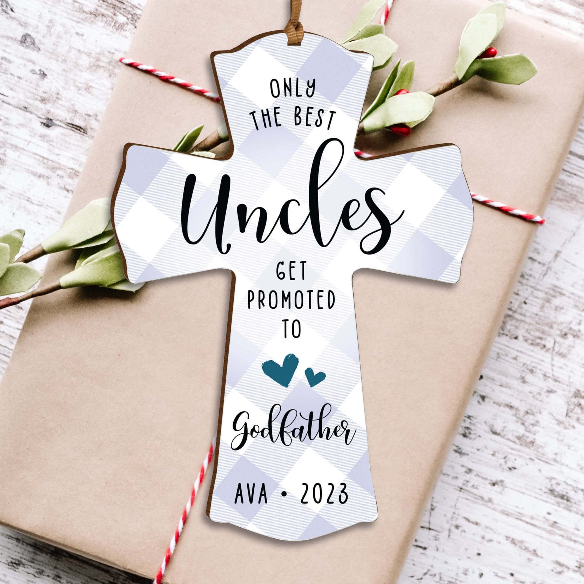 Personalized Wooden Hanging Mini Cross for Godfather - LifeSong Milestones