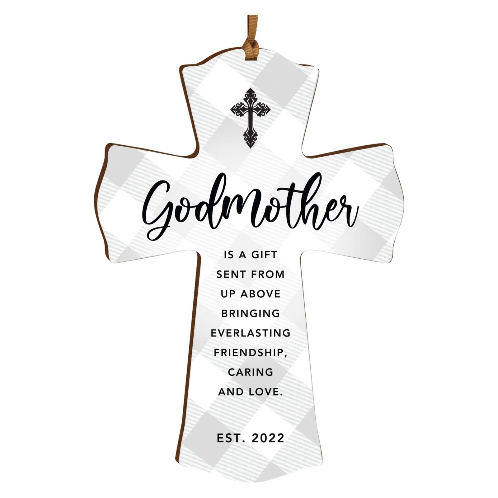 Personalized Wooden Hanging Mini Cross for Godmother - LifeSong Milestones