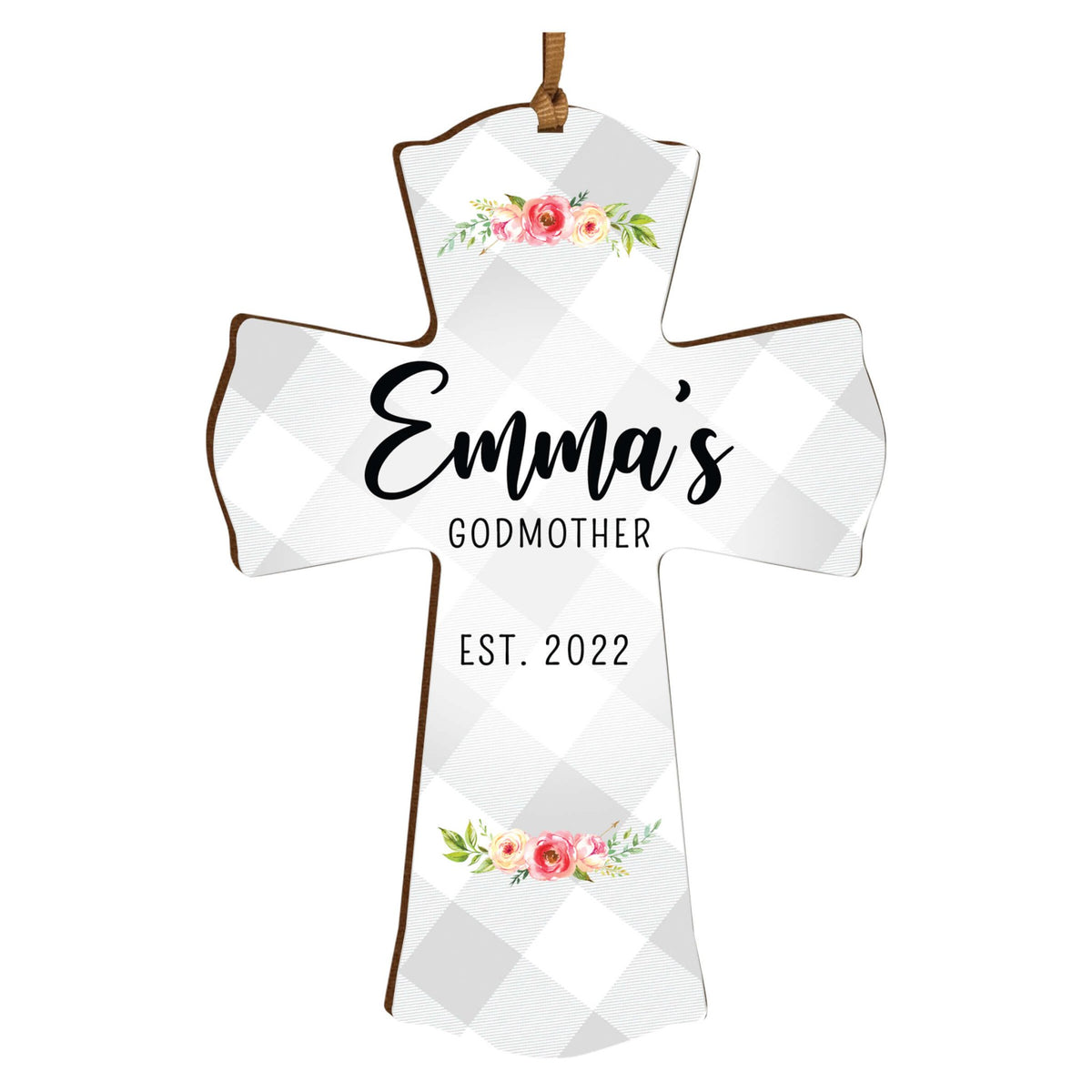 Personalized Wooden Hanging Mini Cross for Godmother - LifeSong Milestones