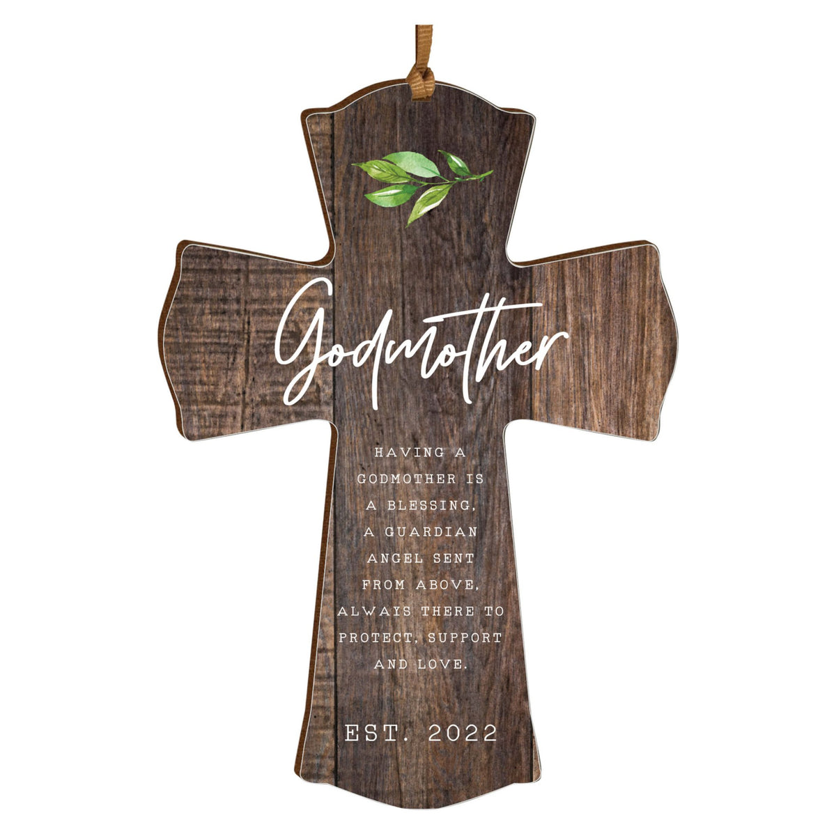 Personalized Wooden Hanging Mini Cross for Godmother - LifeSong Milestones