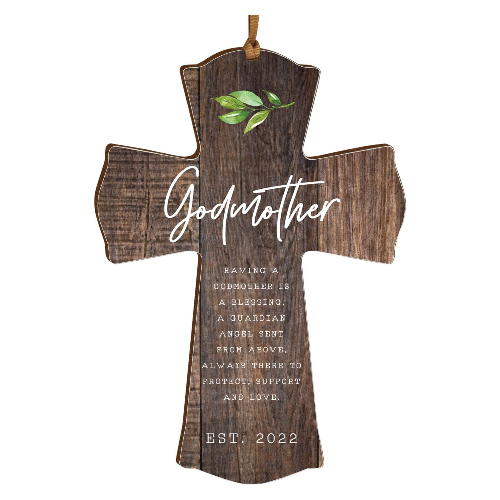 Personalized Wooden Hanging Mini Cross for Godmother - LifeSong Milestones
