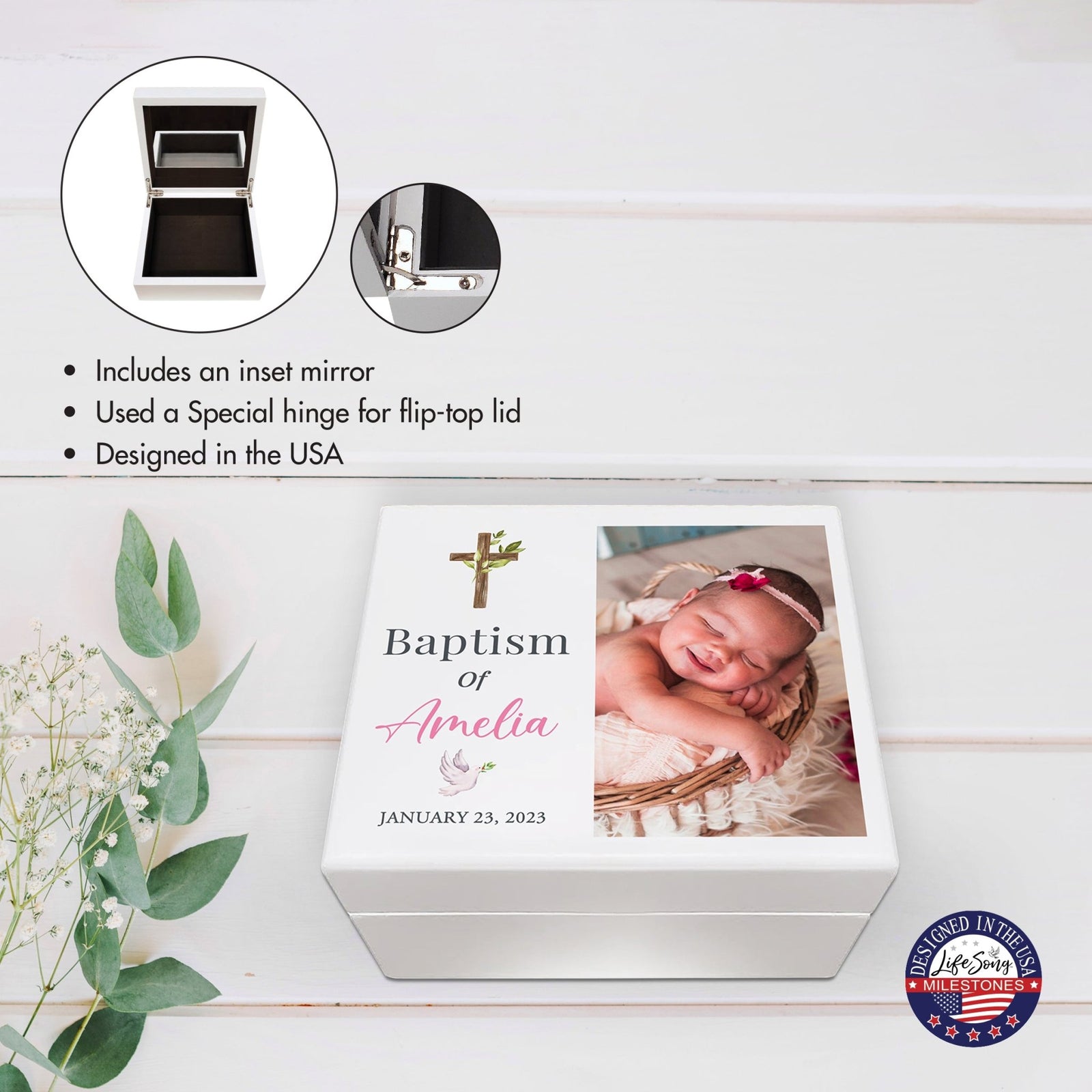 Personalized Wooden Keepsake Box for Baby Boy Girl| Baptism Baby Dedication Birthday Jewelry Keepsake Box - LifeSong Milestones