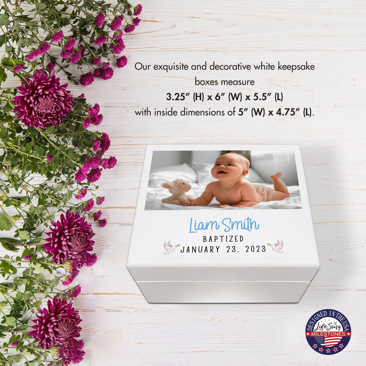 Personalized Wooden Keepsake Box for Baby Boy Girl| Baptism Baby Dedication Birthday Jewelry Keepsake Box - LifeSong Milestones