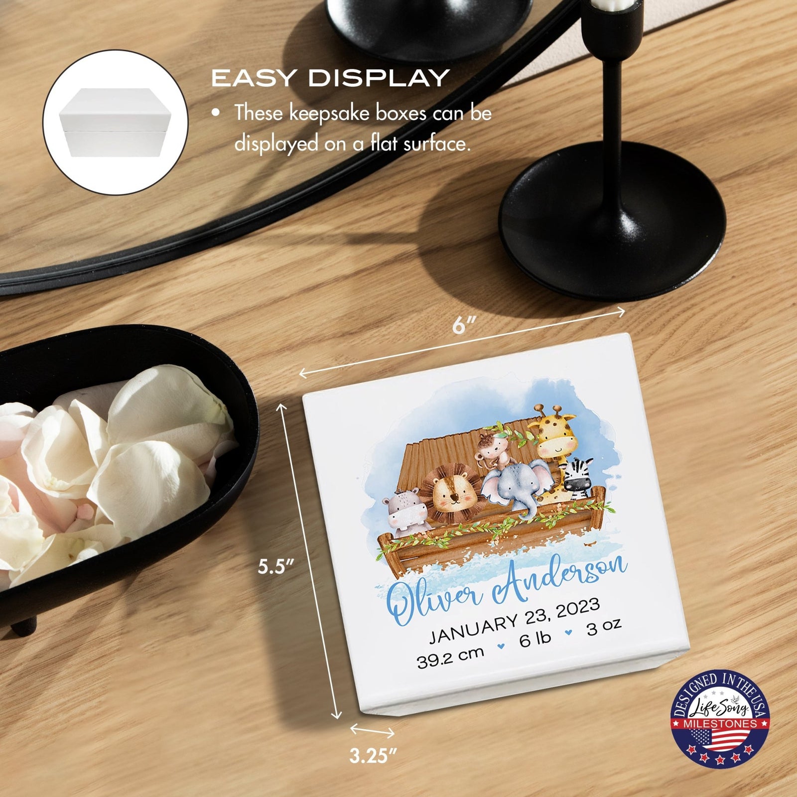 Personalized Wooden Keepsake Box for Baby Boy Girl| Baptism Baby Dedication Birthday Jewelry Keepsake Box - LifeSong Milestones