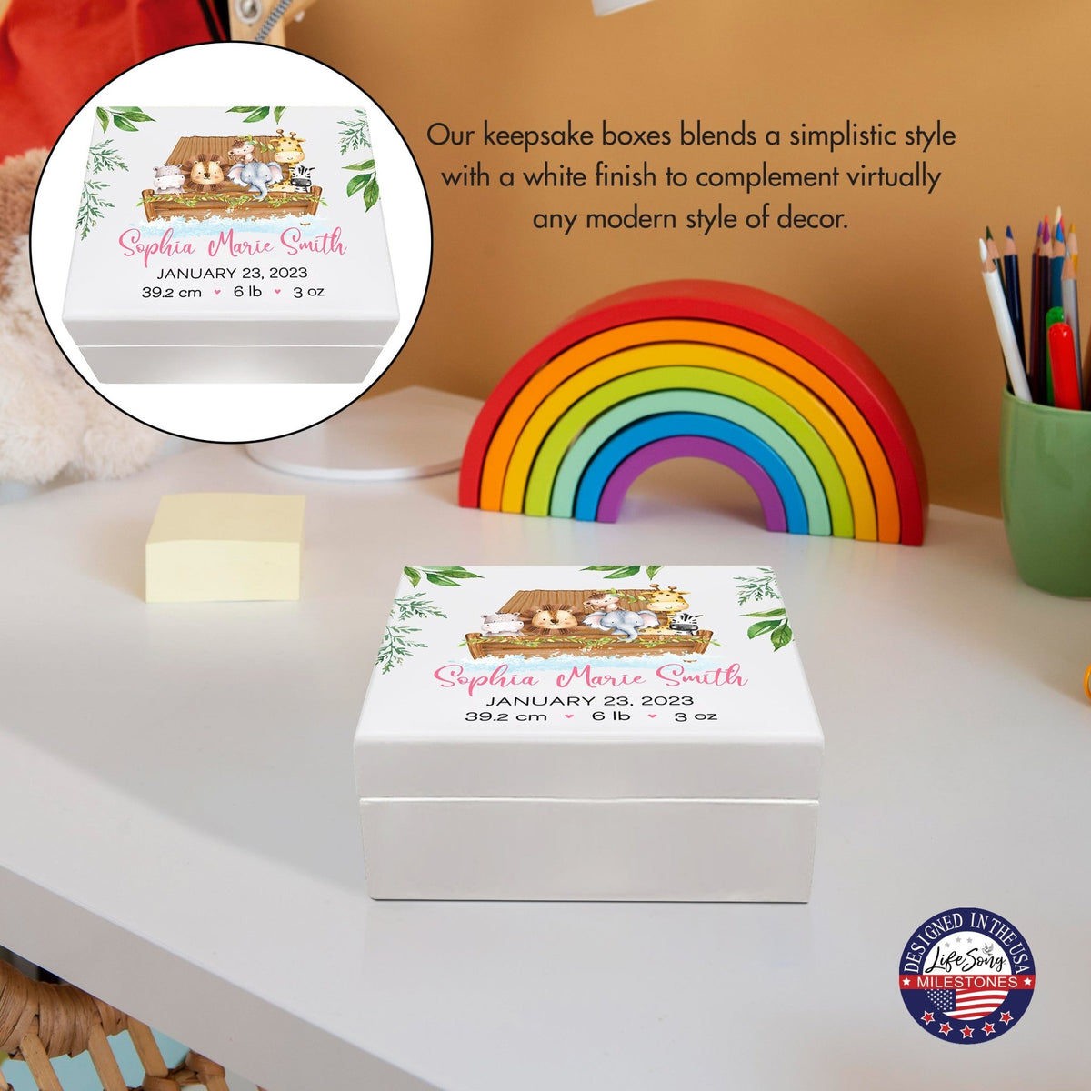 Personalized Wooden Keepsake Box for Baby Boy Girl| Baptism Baby Dedication Birthday Jewelry Keepsake Box - LifeSong Milestones