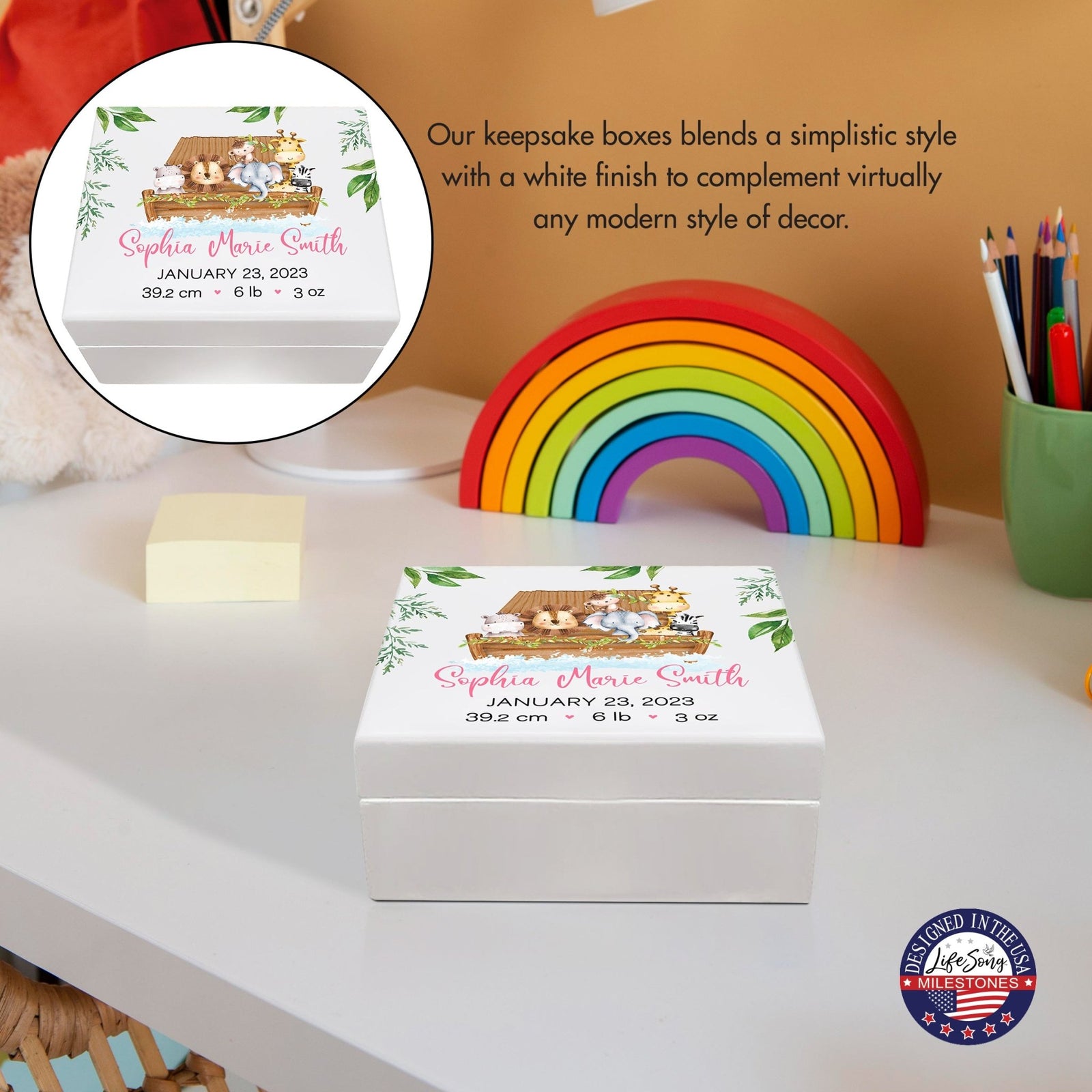 Personalized Wooden Keepsake Box for Baby Boy Girl| Baptism Baby Dedication Birthday Jewelry Keepsake Box - LifeSong Milestones