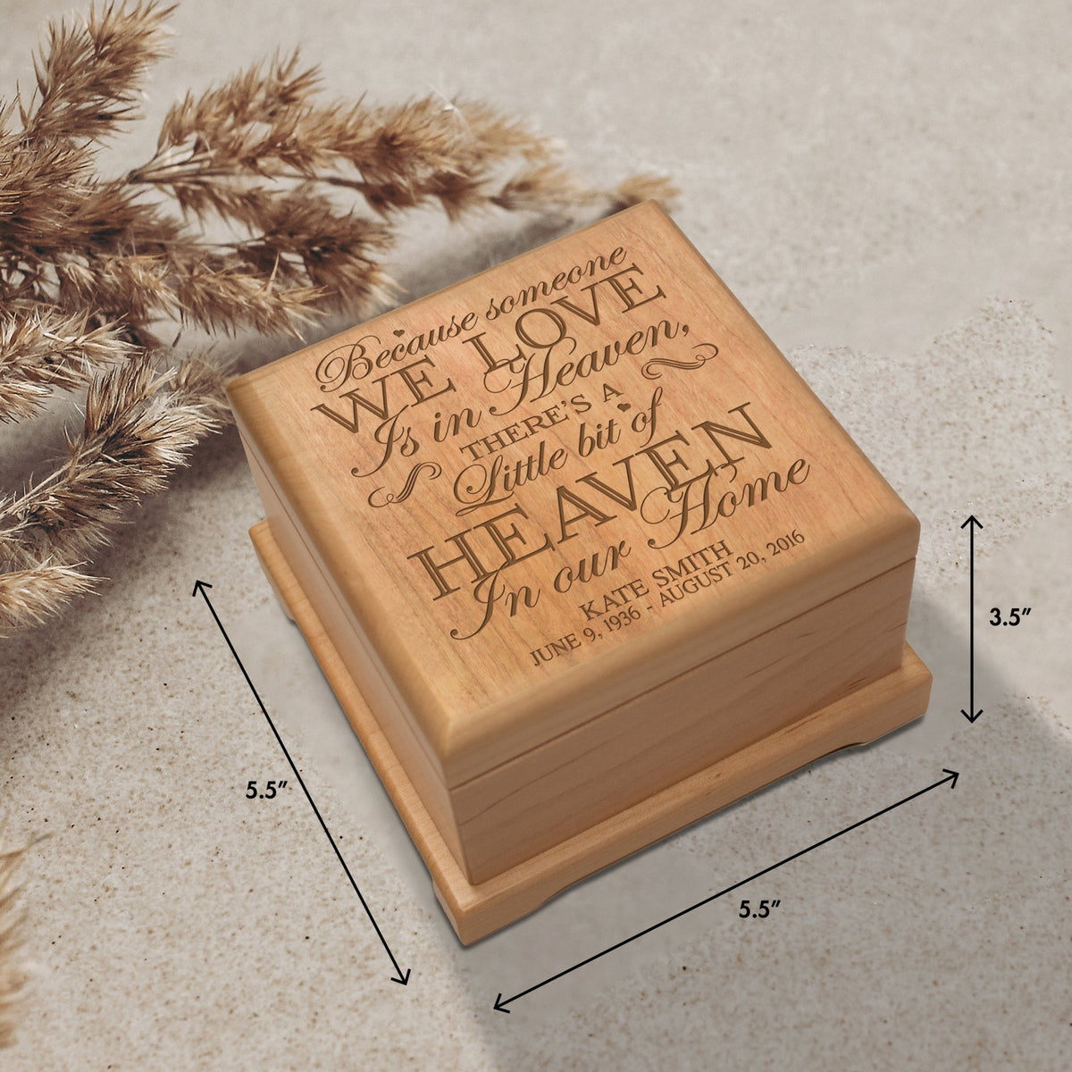 Personalized Wooden Keepsake Urn For Memorial Tributes - Because Someone We Love - LifeSong Milestones