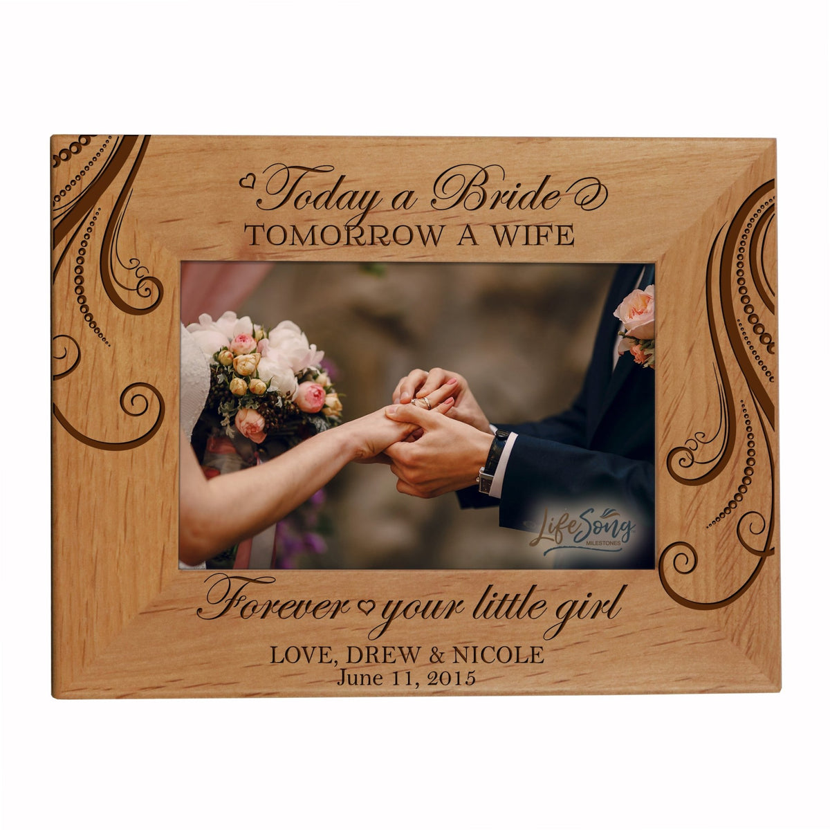 Personalized Wooden Marriage Picture Frames - Today a Bride - LifeSong Milestones