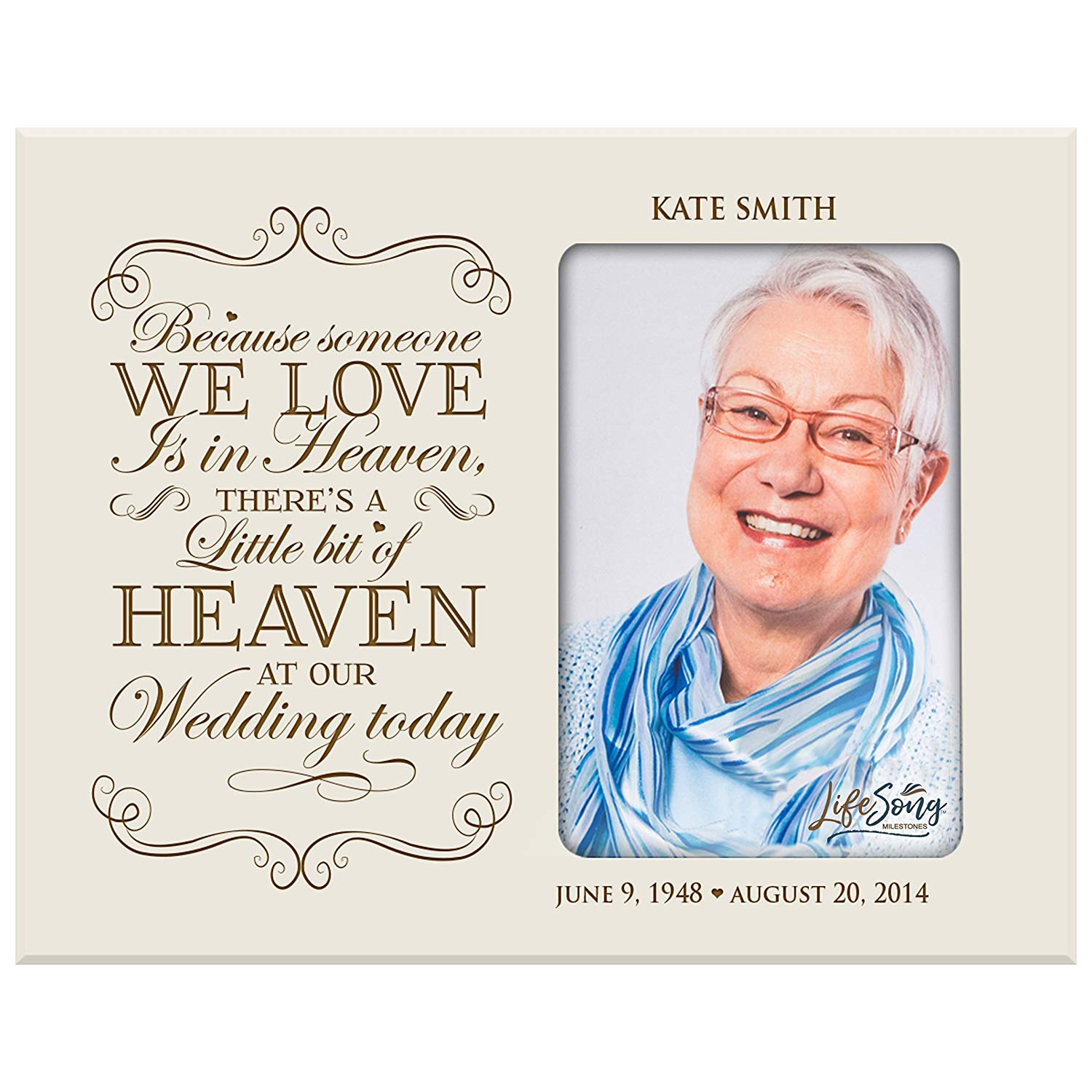 Personalized Wooden Memorial 8x10 Picture Frame holds 4x6 photo Because Someone We Love - LifeSong Milestones