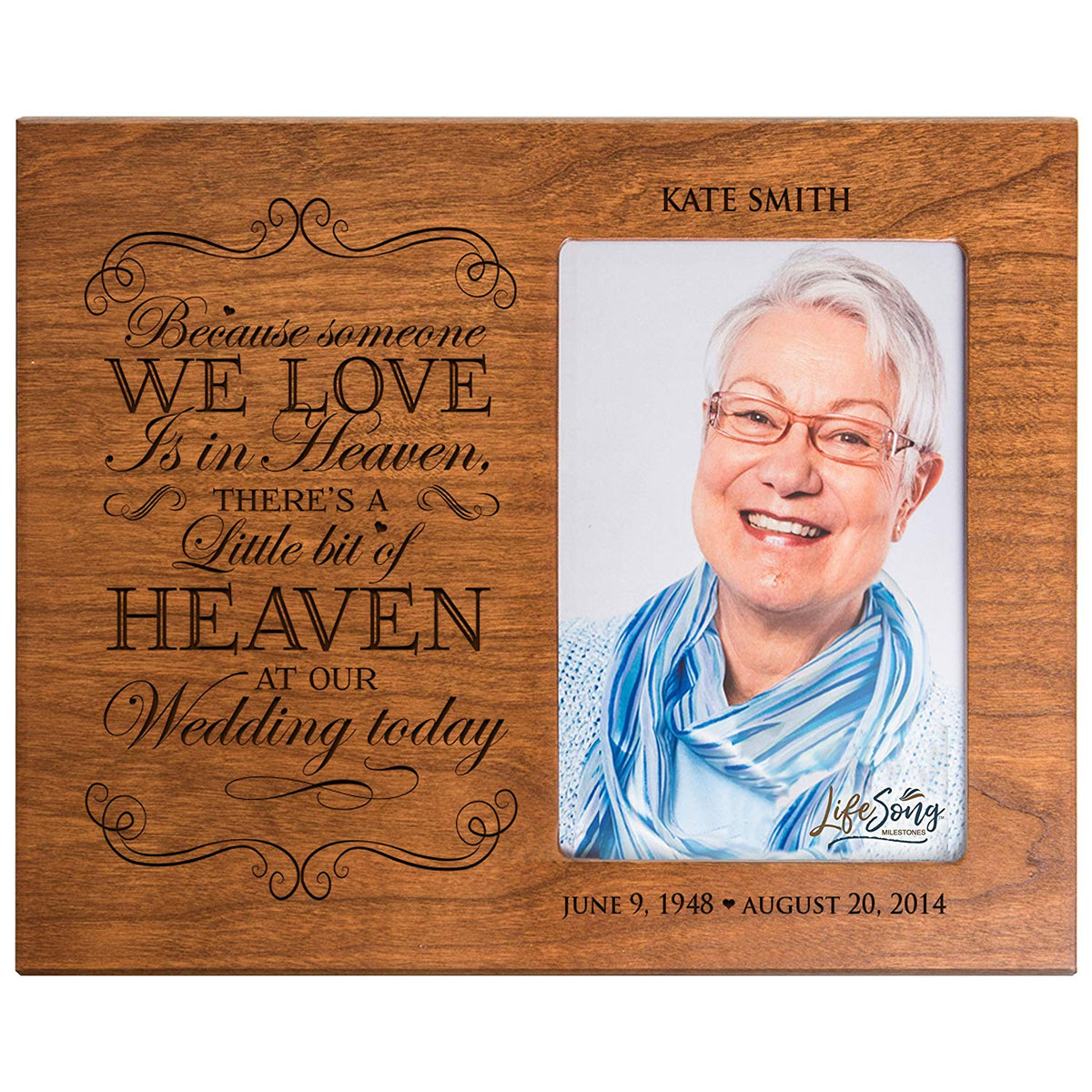 Personalized Wooden Memorial 8x10 Picture Frame holds 4x6 photo Because Someone We Love - LifeSong Milestones