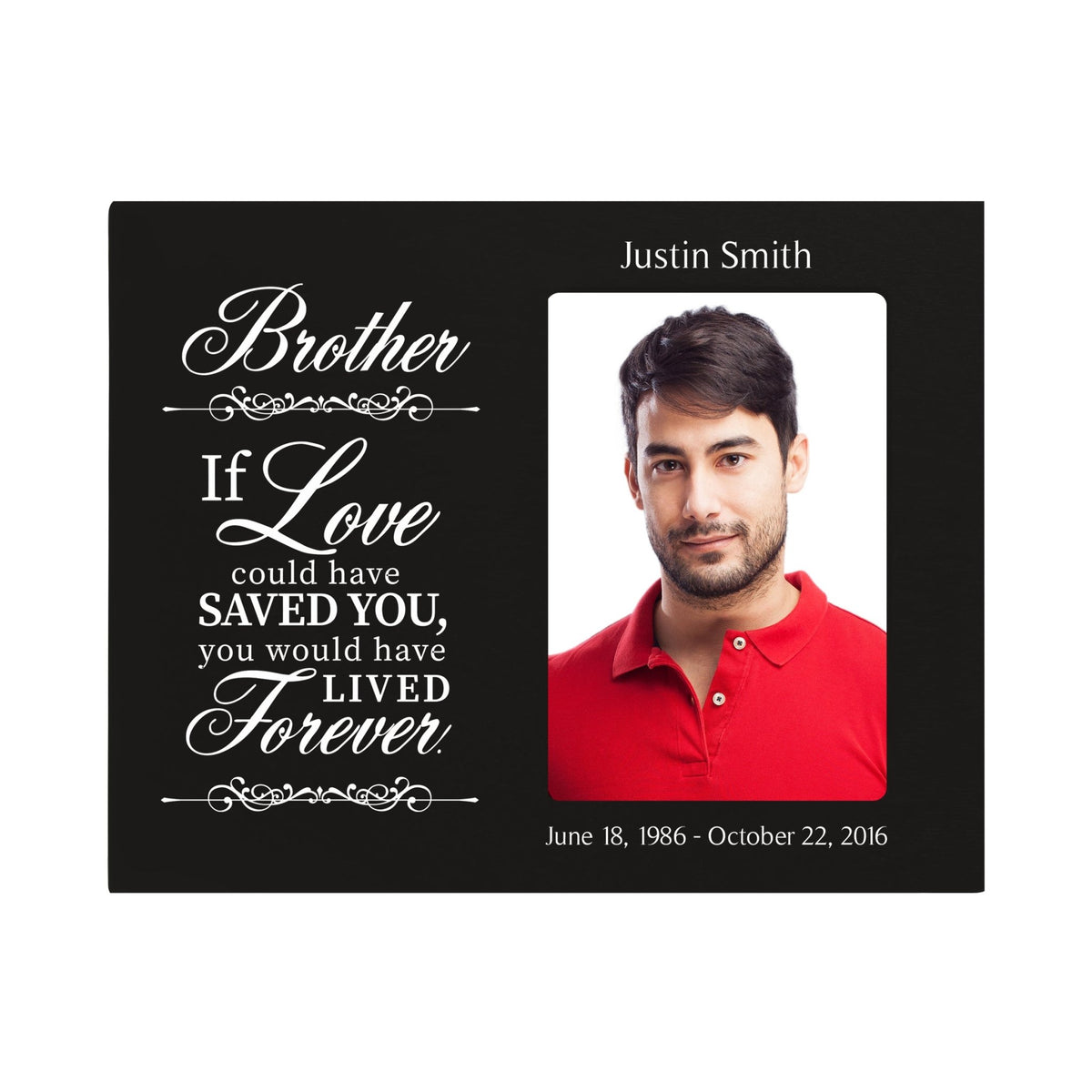 Personalized Wooden Memorial 8x10 Picture Frame holds 4x6 photo Brother, If Love Could - LifeSong Milestones