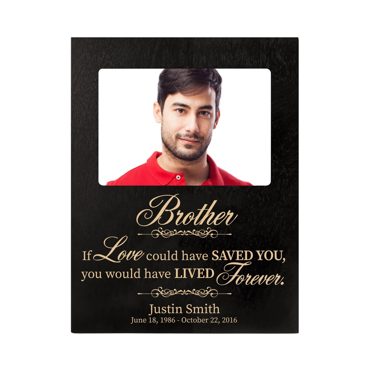 Personalized Wooden Memorial 8x10 Picture Frame holds 4x6 photo Brother, If Love Could - LifeSong Milestones