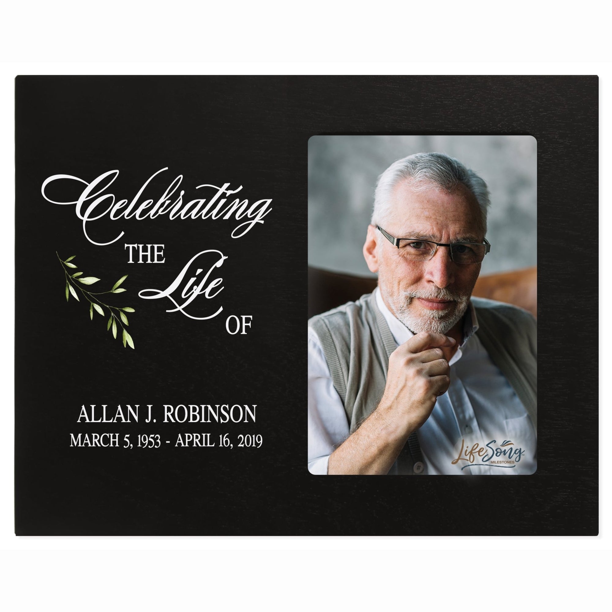 Personalized Wooden Memorial 8x10 Picture Frame holds 4x6 photo Celebrating The Life - LifeSong Milestones