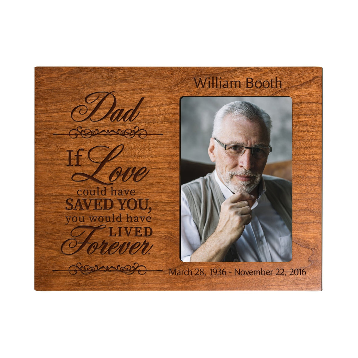 Personalized Wooden Memorial 8x10 Picture Frame holds 4x6 photo Dad, If Love Could - LifeSong Milestones