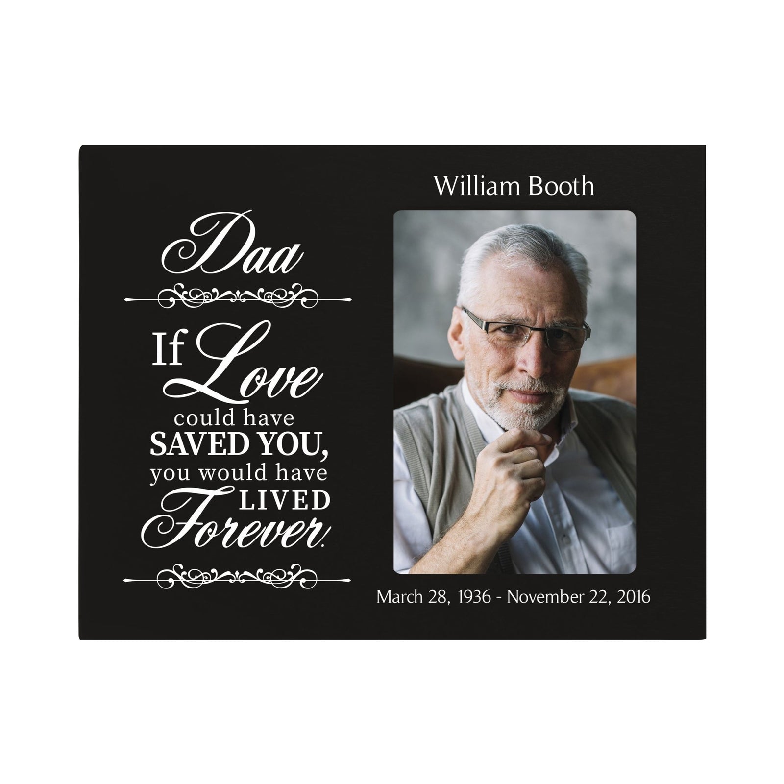 Personalized Wooden Memorial 8x10 Picture Frame holds 4x6 photo Dad, If Love Could - LifeSong Milestones