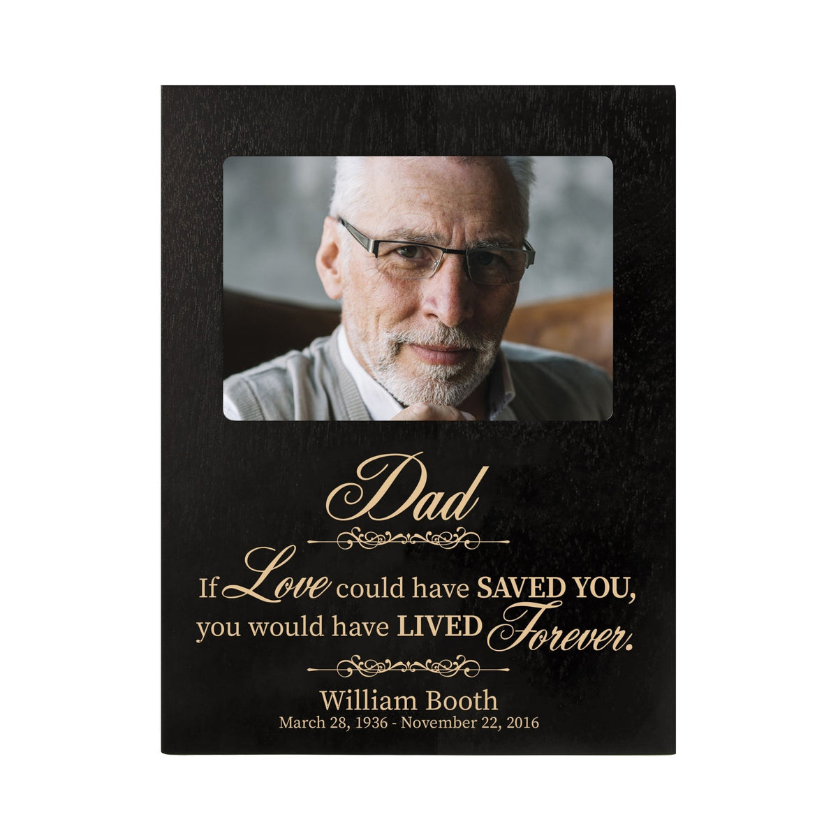 Personalized Wooden Memorial 8x10 Picture Frame holds 4x6 photo Dad, If Love Could - LifeSong Milestones
