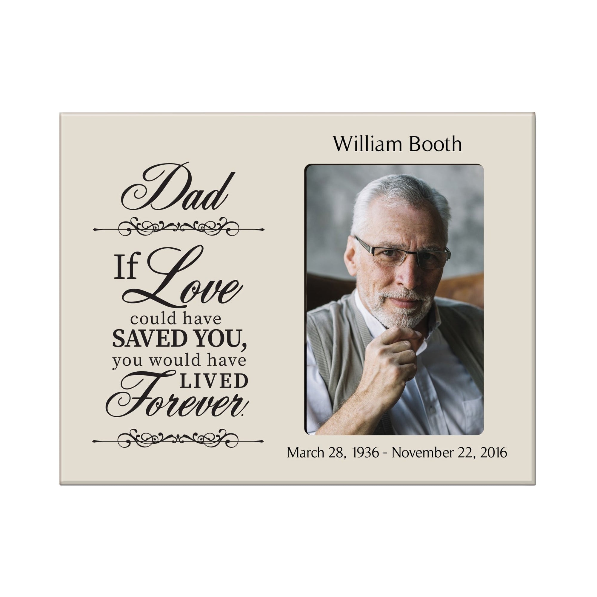 Personalized Wooden Memorial 8x10 Picture Frame holds 4x6 photo Dad, If Love Could - LifeSong Milestones
