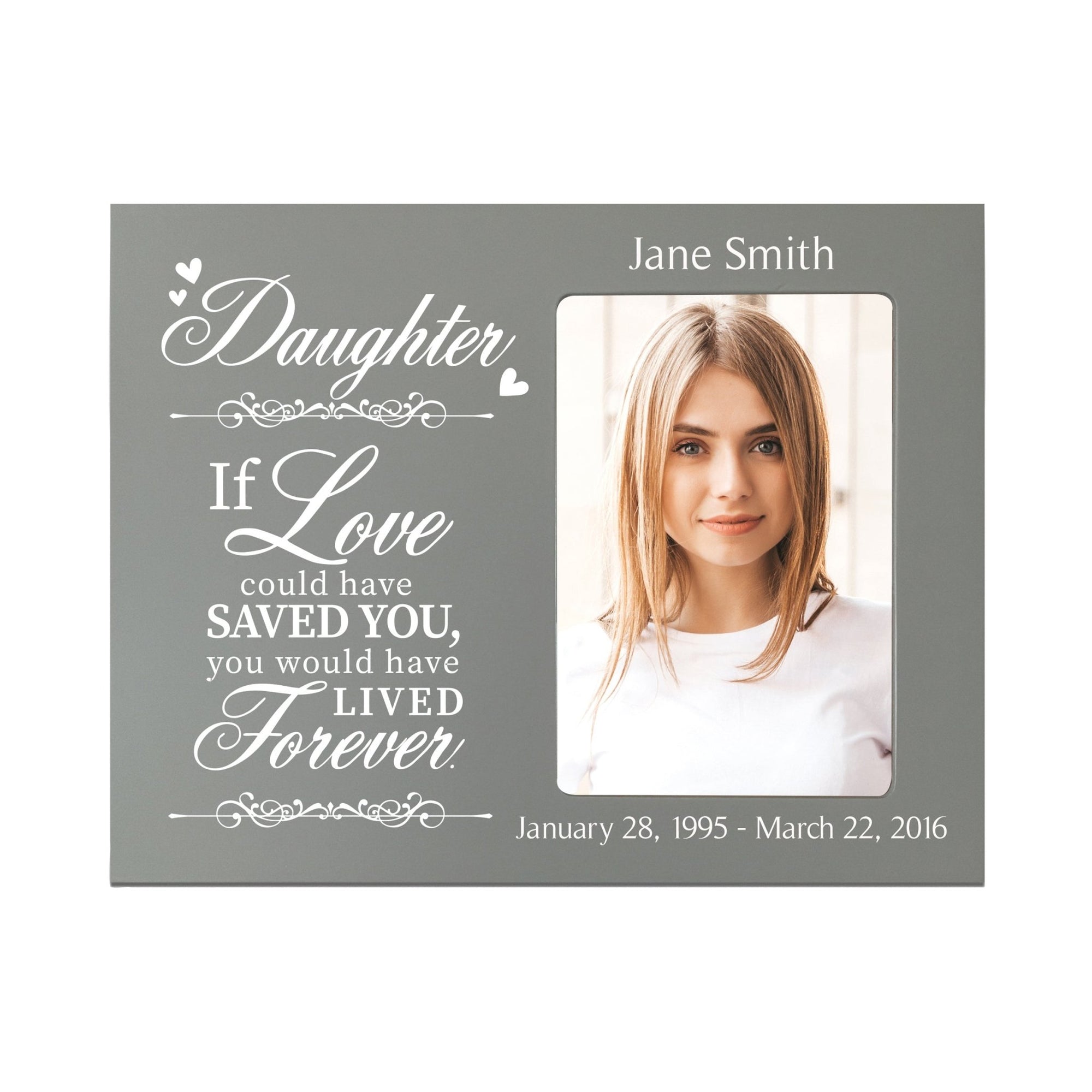 Personalized Wooden Memorial 8x10 Picture Frame holds 4x6 photo Daughter, If Love Could - LifeSong Milestones