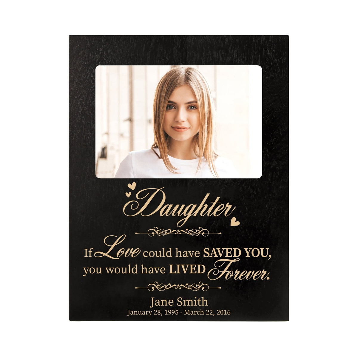 Personalized Wooden Memorial 8x10 Picture Frame holds 4x6 photo Daughter, If Love Could - LifeSong Milestones