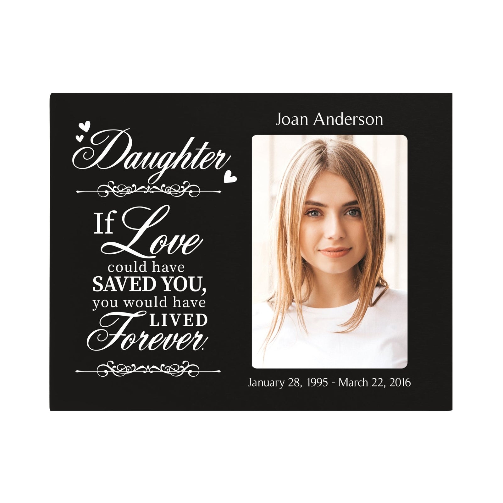 Personalized Wooden Memorial 8x10 Picture Frame holds 4x6 photo Daughter, If Love Could - LifeSong Milestones