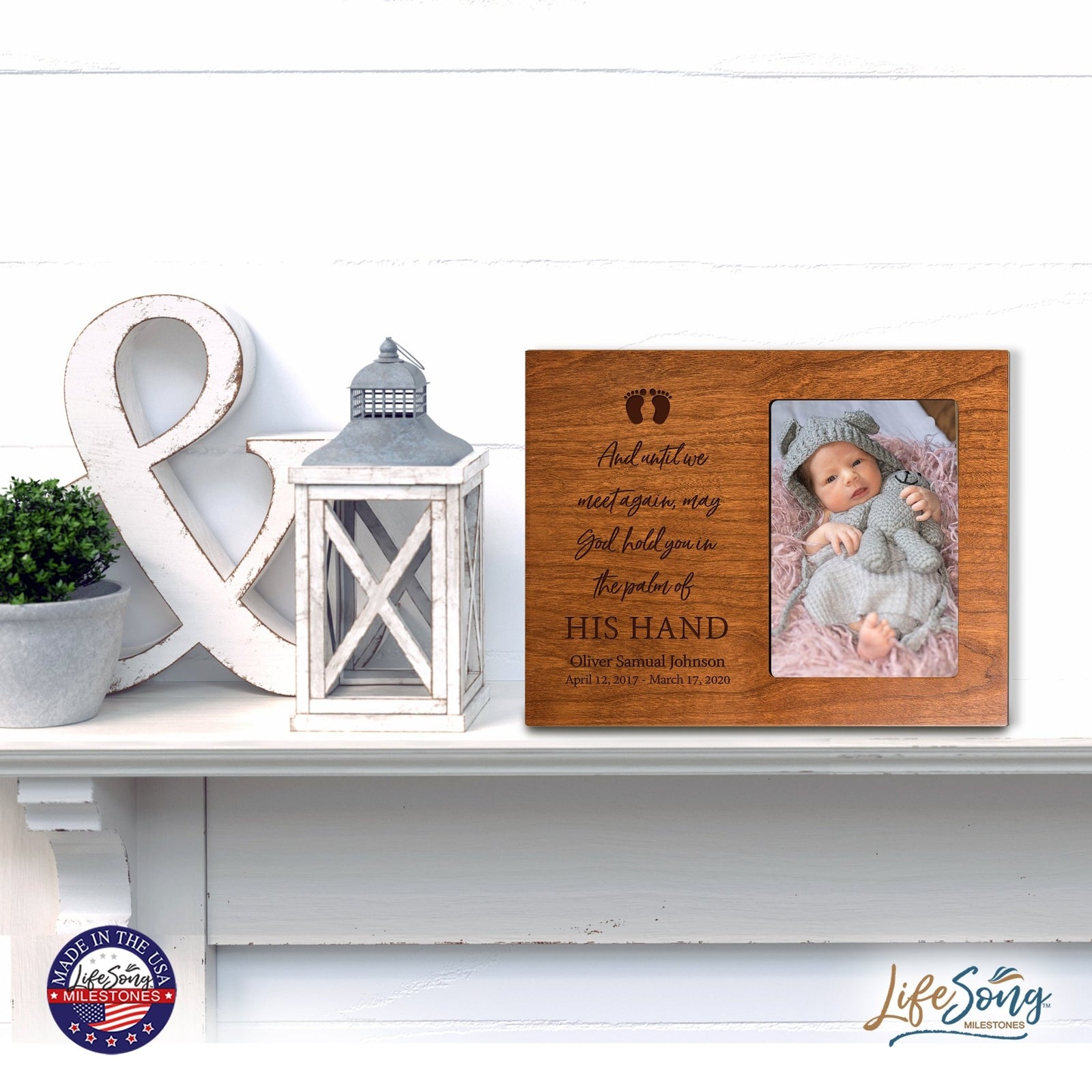 Personalized Wooden Memorial 8x10 Picture Frame holds 4x6 photo for Baby - Until We Meet Again - LifeSong Milestones