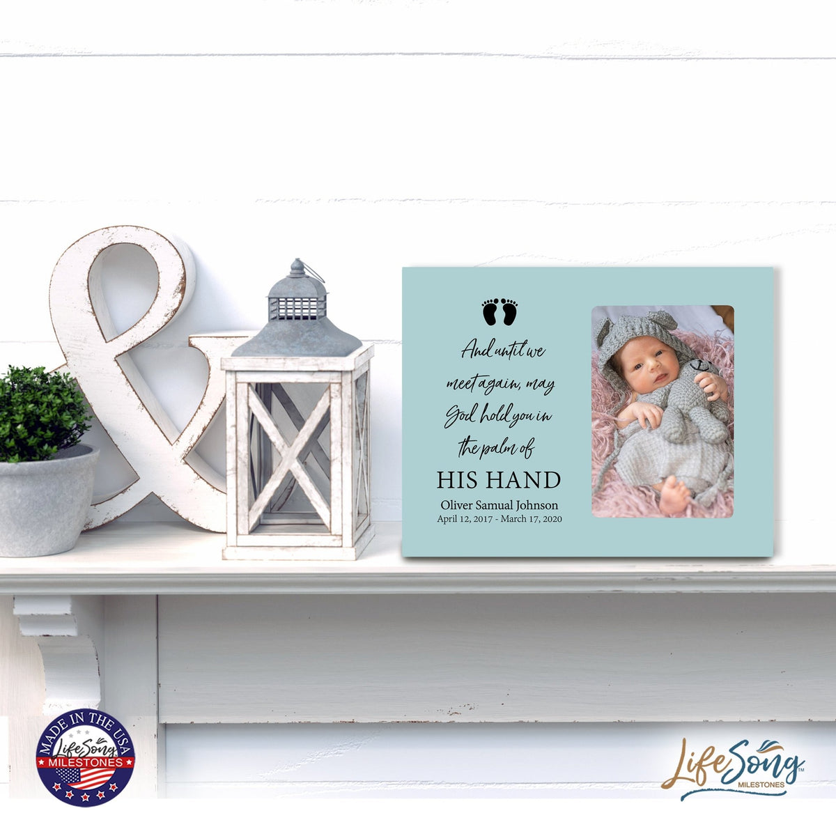 Personalized Wooden Memorial 8x10 Picture Frame holds 4x6 photo for Baby - Until We Meet Again - LifeSong Milestones