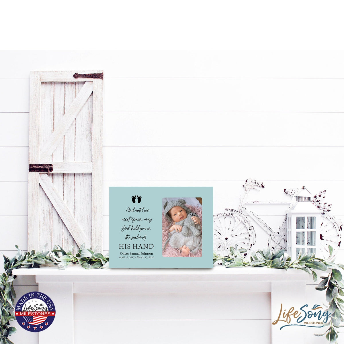 Personalized Wooden Memorial 8x10 Picture Frame holds 4x6 photo for Baby - Until We Meet Again - LifeSong Milestones