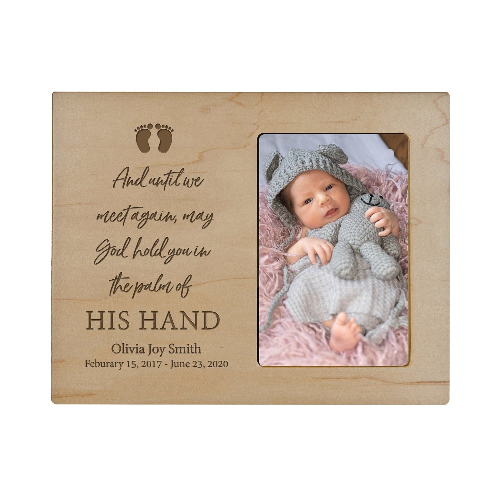 Personalized Wooden Memorial 8x10 Picture Frame holds 4x6 photo for Baby - Until We Meet Again - LifeSong Milestones
